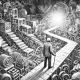 escher-man-ai-chaos-path-neural-net