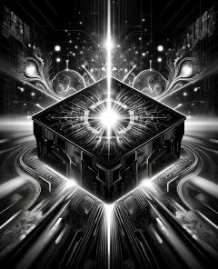 ai-black-and-white-supercomputer-futuristic