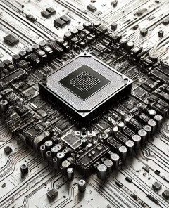 GPU chip, circuitry, technological tension, minimalistic background