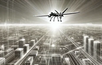 drones, urban area, scanning beam, cityscape, night vision, technology