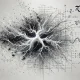 neuron network, mathematical equations, minimalistic background, intricate lines, black and white